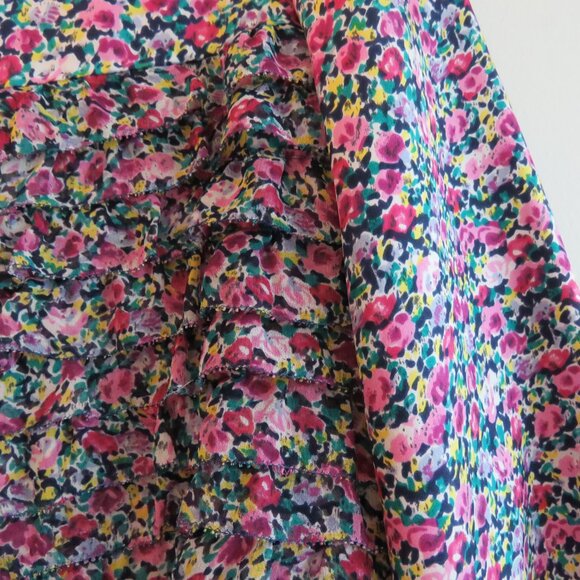 DRAWER JAPAN 100% Silk Ditsy Floral Pink Purple Shift Dress - Size 38 / Medium - Picture 5 of 16